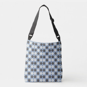 Sac Ajustable Motif Empreinte de Patte Argent Bleu