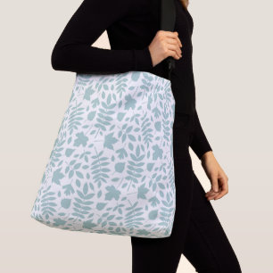 Sac Ajustable Motif Feuille perdu Turquoise sur blanc