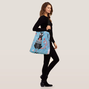 Sac Ajustable Motif mignon de chats sur un arrière - plan bleu