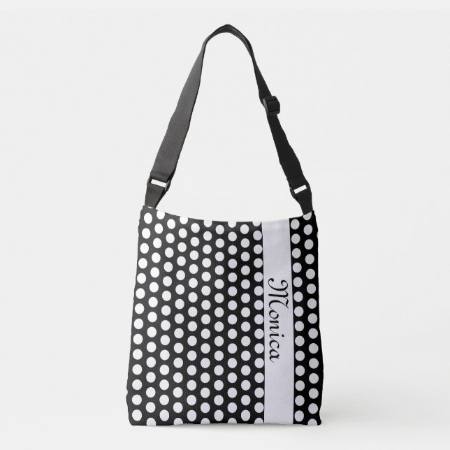 Sac Ajustable motif pois blanc + votre backgr. & idées (Devant)