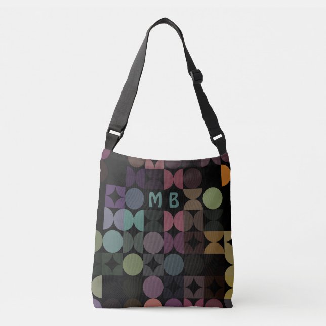 Sac Ajustable Motif Rétro Personnalisé Bleu Vert Brun Noir (Devant)