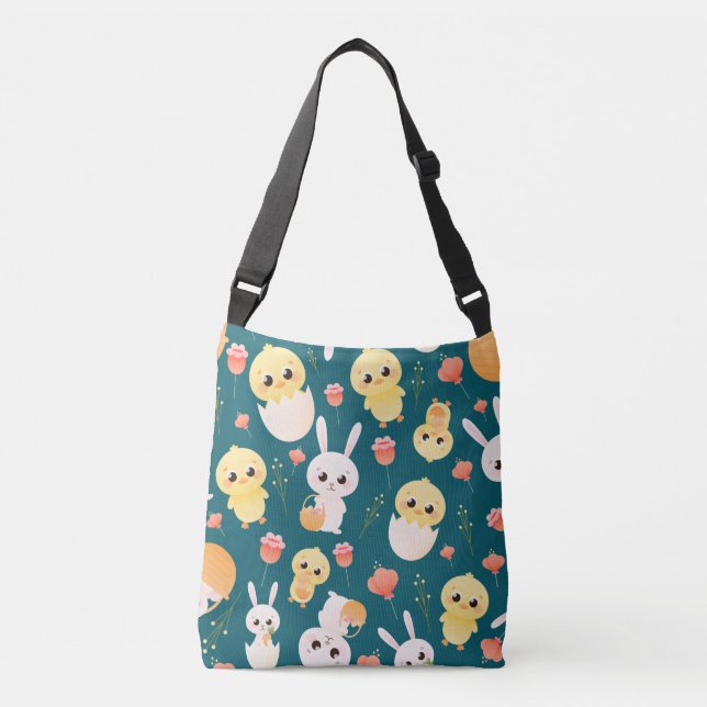 Sac Ajustable Motif sans couture de poussins et de lapins de Pâq (Devant)