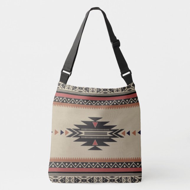 Sac Ajustable Motif tissé par tribal indigène dans les bruns, (Devant)