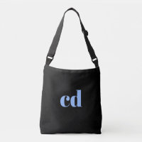 Noir bleu monogramme initiales élégant moderne