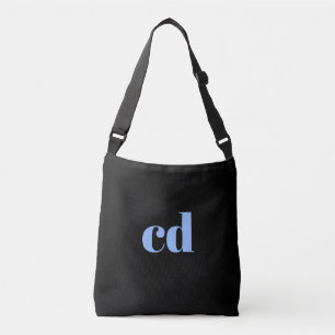 Sac Ajustable Noir bleu monogramme initiales élégant moderne