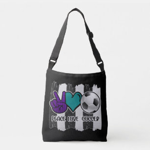 Sac Ajustable Noir et blanc Striped Peace Love Soccer
