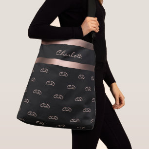Sac Ajustable Noir rose or monogramme initiales nom du motif