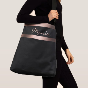 Sac Ajustable Noir rose or monogramme simple élégant