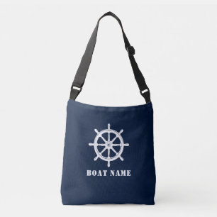 Sac Ajustable Nom du bateau Navires nautiques Roue Helm Deep Blu