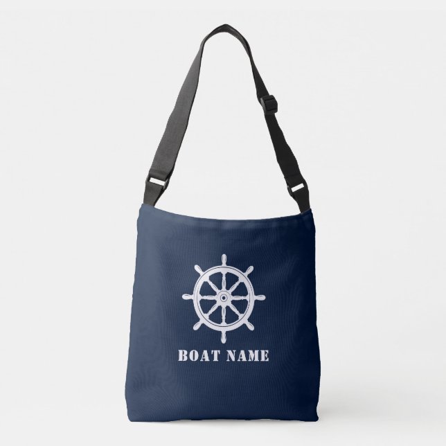 Sac Ajustable Nom du bateau Navires nautiques Roue Helm Deep Blu (Devant)