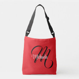 Sac Ajustable Nom initial minimaliste moderne monogramme rouge