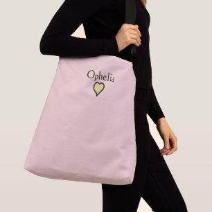 Sac Ajustable Nom personnalisé Minimal Heart Noir & Rose