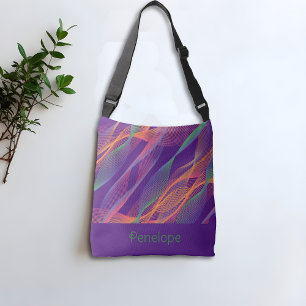 Sac Ajustable Nom violet élégant coloré ondulé