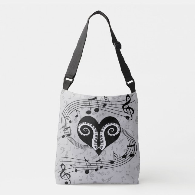 Sac Ajustable Notes musicales touches de coeur et de piano (Devant)