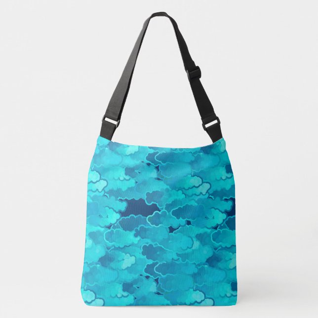 Sac Ajustable Nuages japonais, Ciel du soir, Turquoise et Indigo (Devant)