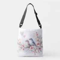 Oiseaux de l'amour romantique Branche de fleurs de