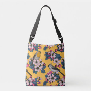 Sac Ajustable Oiseaux et fleurs sur le jaune