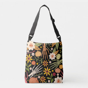Sac Ajustable Os d'Halloween, motif floral sans couture.