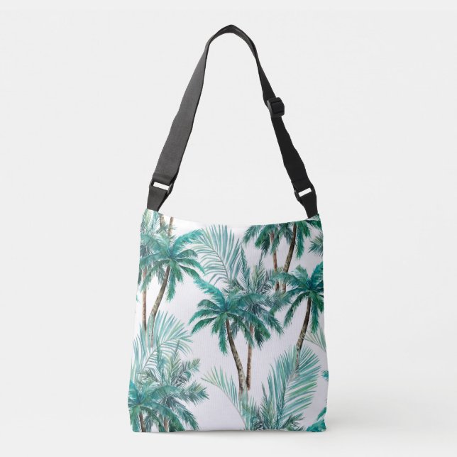 Sac Ajustable Palmier tropical : Motif de la jungle aquarelle. (Devant)