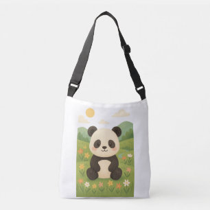 Sac Ajustable Panda adorable dans une prairie de printemps - Pu 