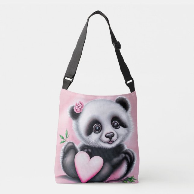 Sac Ajustable Panda mignonne tenant un coeur (Devant)
