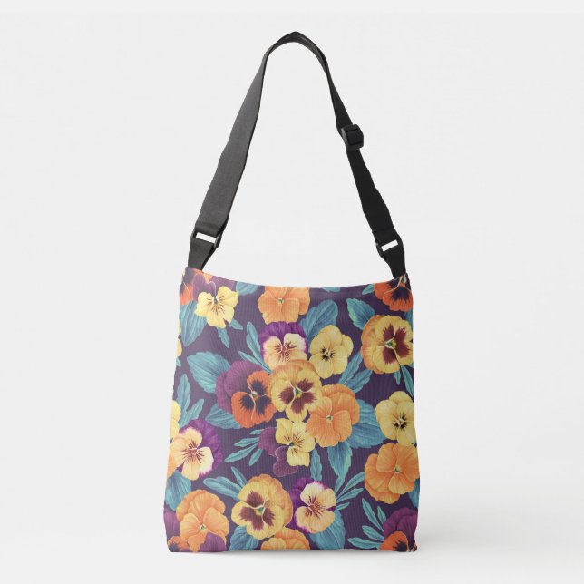 Sac Ajustable Pansies sur violet de prune (Devant)