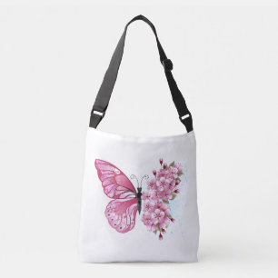 Sac Ajustable Papillon à fleurs avec Sakura rose