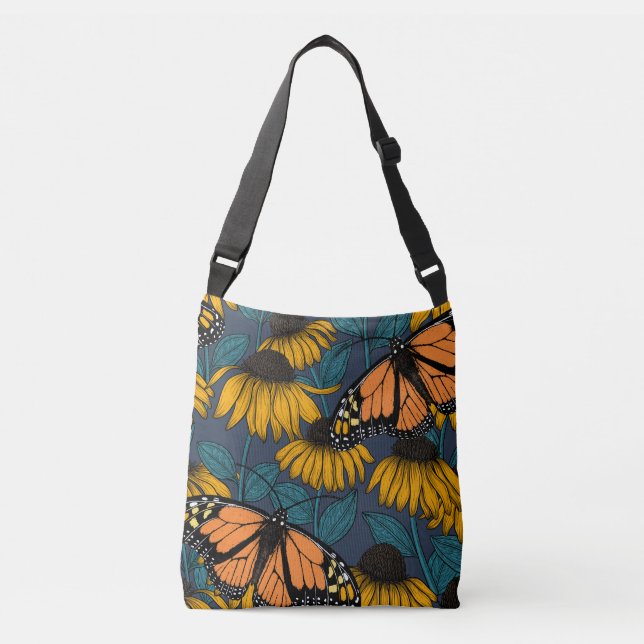 Sac Ajustable Papillon monarque sur confluents jaunes (Devant)