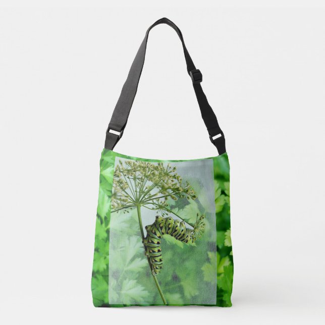 Sac Ajustable Papillon noir Swallowtail mangeant du persil (Devant)