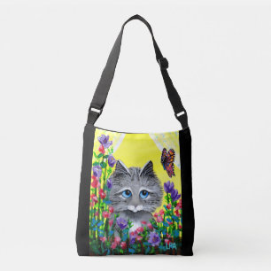 Sac Ajustable Papillons gris Tabby Fleurs