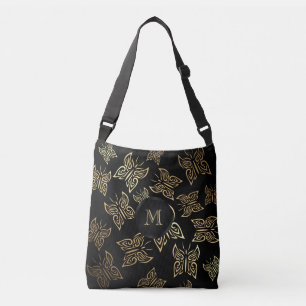 Sac Ajustable Papillons Motif Gold Noir
