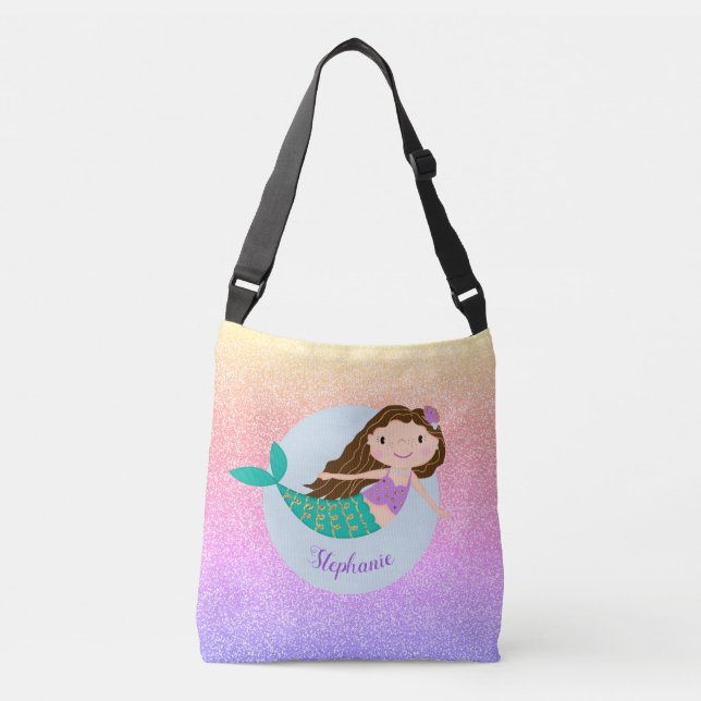 Sac Ajustable Parties scintillant arc-en-ciel mignonne sirène pe (Devant)