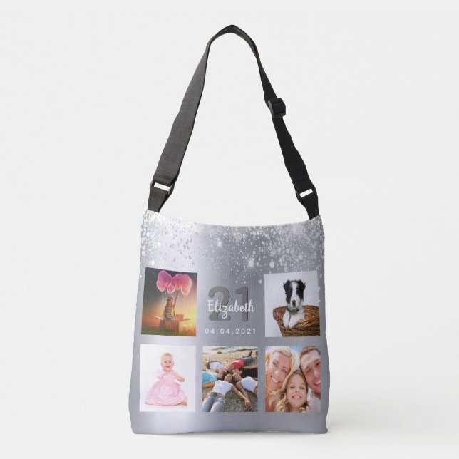 Sac Ajustable Parties scintillant d'argent d'anniversaire photo  (Devant)