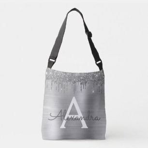 Sac Ajustable Parties scintillant d'argent Nom du monogramme de