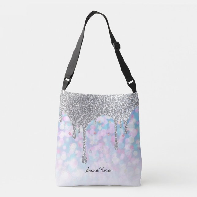 Sac Ajustable *~* Parties scintillant en soie Pastel Rose Blue S (Dos)