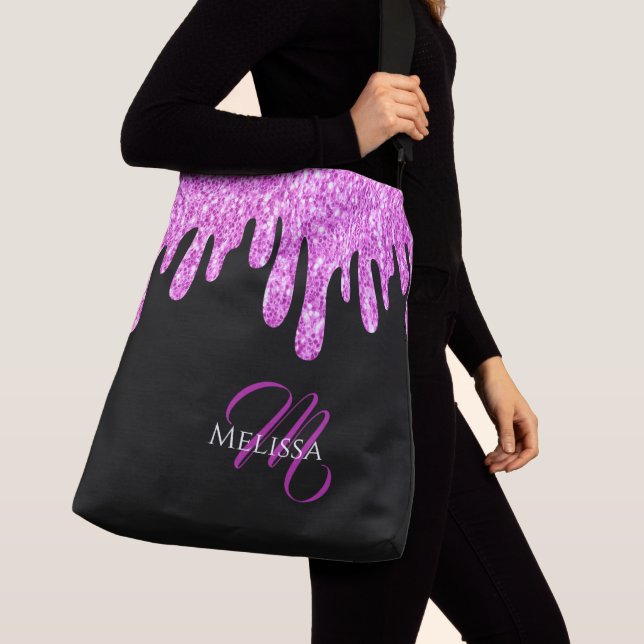 Sac Ajustable Parties scintillant étincelante rose noir Monogram (De près)