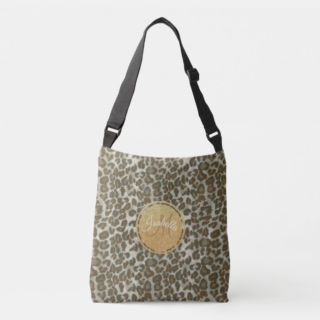 Sac Ajustable Parties scintillant Or Monogrammé Et Peau Léopard (Devant)