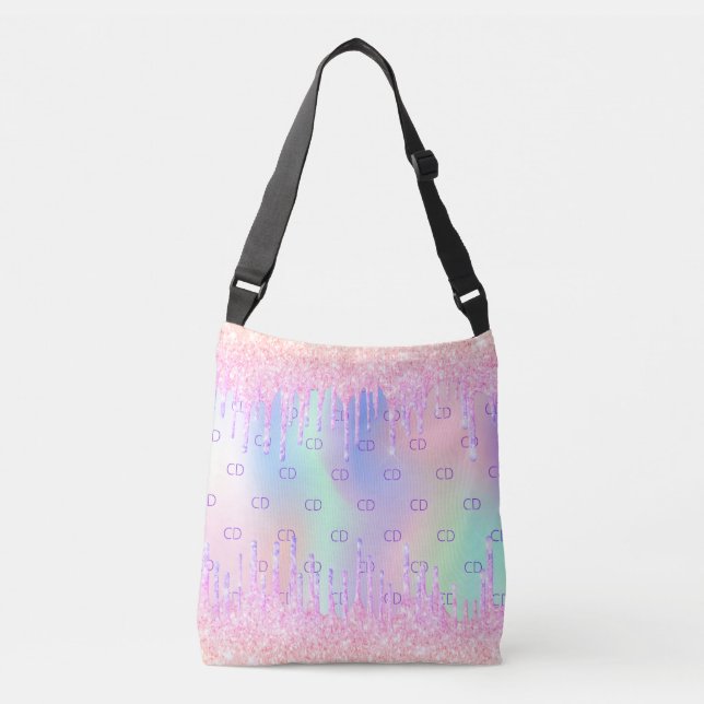 Sac Ajustable Parties scintillant rose goutte holographique mono (Devant)