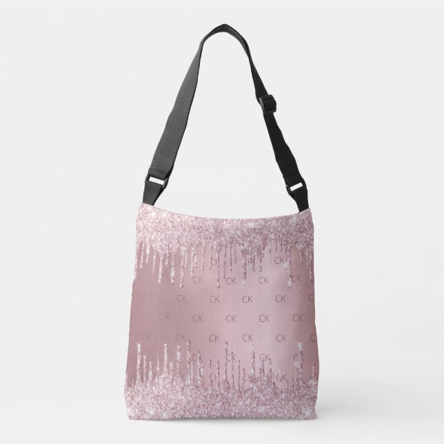 Sac Ajustable Parties scintillant rose pâle gouttes monogramme é (Devant)
