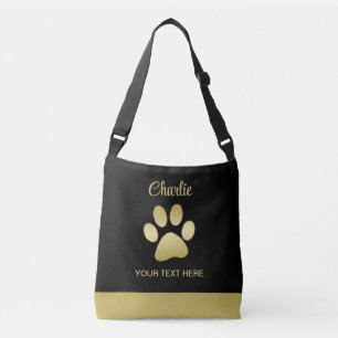 Sac Ajustable Paw chien brillant or sur arrière - plan noir