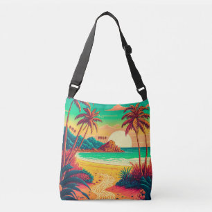 Sac Ajustable Paysage de plage tropicale en été coloré  