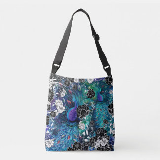 Sac Ajustable Peacock and Flowers Handbag