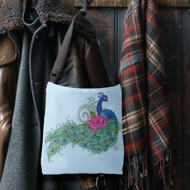 Sac Ajustable Peacock Blue Lotus Fleur Henné (Créateur téléchargé)