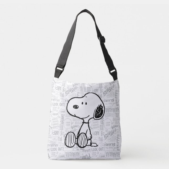 Sac Ajustable PEANUTS | Snoopy on Black White Comics (Devant)