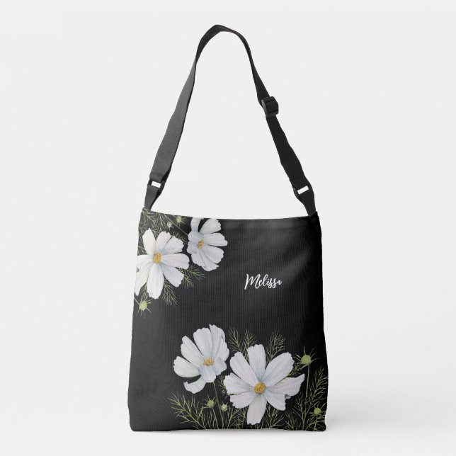Sac Ajustable Peinture botanique de fleurs de cosmos blanches à  (Dos)