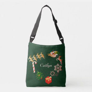 Sac Ajustable Père Noël Reindeer Christmas Green + Nom