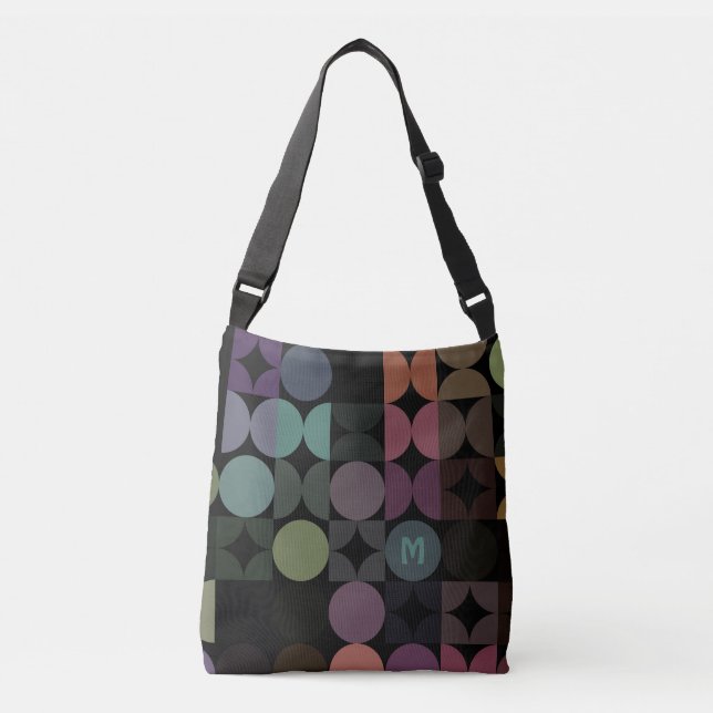 Sac Ajustable Personnalisé Turquoise bleu Brown noir rétro Motif (Devant)