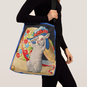 Sac Ajustable petit lapin blanc mignon portant un grand casquett