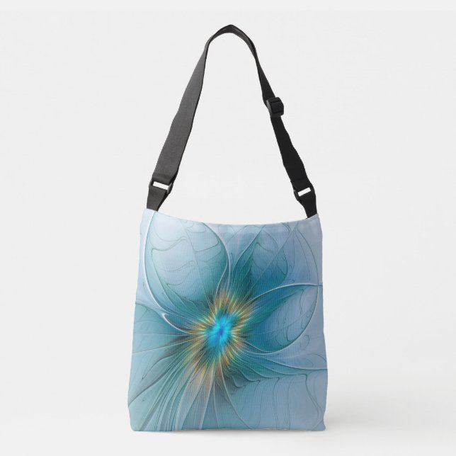 Sac Ajustable Petite Beauté Moderne Bleu Or Fractal Art Flower (Devant)