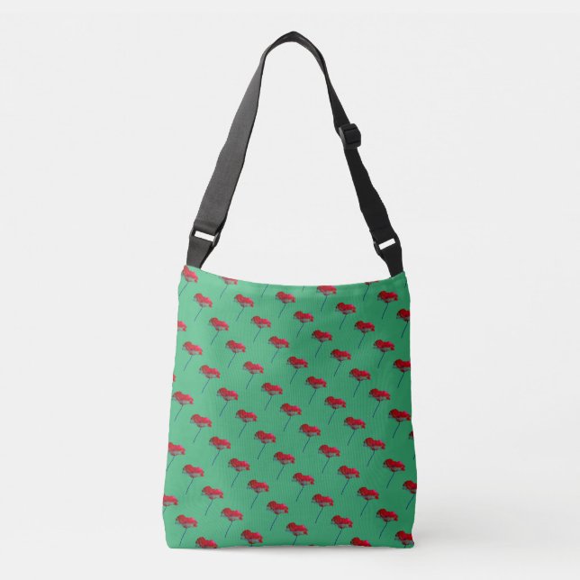 Sac Ajustable Petite feuille de pavot bleu rouge alloce sur vert (Devant)